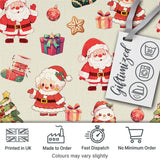 Cute Santa Claus Mrs Claus Snowman Christmas Gift  Pattern Cream Background Digital Print Fabric by the Metre UK Sewing Quilting Textile
