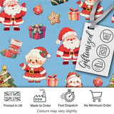 Cute Santa Claus Mrs Claus Snowman Christmas Gift  Pattern Blue Background Digital Print Fabric by the Metre UK Sewing Quilting Textile