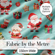 Cute Santa Claus Mrs Claus Snowman Christmas Gift  Pattern Teal Background Digital Print Fabric by the Metre UK Sewing Quilting Textile