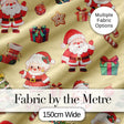 Cute Santa Claus Mrs Claus Snowman Christmas Gift Candy Cane  Yellow Background Digital Print Fabric by the Metre UK Sewing Quilting Textile
