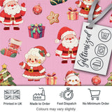 Cute Santa Claus Mrs Claus Snowman Christmas Gift Candy Cane   Pink Background Digital Print Fabric by the Metre UK Sewing Quilting Textile