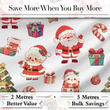 Cute Santa Claus Mrs Claus Snowman Christmas Gift Candy Cane   White Background Digital Print Fabric by the Metre UK Sewing Quilting Textile