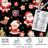 Cute Santa Claus Mrs Claus Snowman Christmas Gift Candy Cane   Black Background Digital Print Fabric by the Metre UK Sewing Quilting Textile