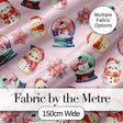Cute Snowman Snow Globe Poinsettia Flower Christmas   Light Pink Background Digital Print Fabric by the Metre UK Sewing Quilting Textile