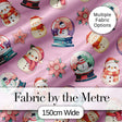 Cute Snowman Snow Globe Poinsettia Flower Christmas   Dusty Pink Background Digital Print Fabric by the Metre UK Sewing Quilting Textile