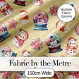 Cute Snowman Snow Globe Poinsettia Flower Christmas  Pattern Yellow Background Digital Print Fabric by the Metre UK Sewing Quilting Textile