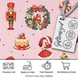 Christmas Nutcracker Squirrel Cake Candy Cane Girl Tree   Light Pink Background Digital Print Fabric by the Metre UK Sewing Quilting Textile