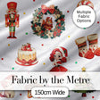 Cute Christmas Nutcracker  Squirrel Cake Candy Cane Girl Tree  White Background Digital Print Fabric by the Metre UK Sewing Quilting Textile
