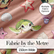 Cute Sea Turtle Starfish Shell Kawaii Ocean Seamless Pattern Peach Background Digital Print Fabric by the Metre UK Sewing Quilting Textile