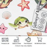 Cute Sea Turtle Starfish Shell Kawaii Ocean  Pattern Light Grey Background Digital Print Fabric by the Metre UK Sewing Quilting Textile