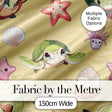 Cute Sea Turtle Starfish Shell Kawaii Ocean Seamless Pattern Yellow Background Digital Print Fabric by the Metre UK Sewing Quilting Textile