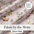 Cute Woodland Animals Koala Kangaroo Bear Floral  Pattern Blush Pink Background Digital Print Fabric by the Metre UK Sewing Quilting Textile