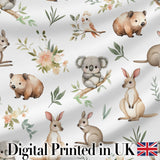 Cute Safari Animals Lion Giraffe Zebra Elephant  Pattern Black Background Digital Print Fabric by the Metre UK Sewing Quilting Textile