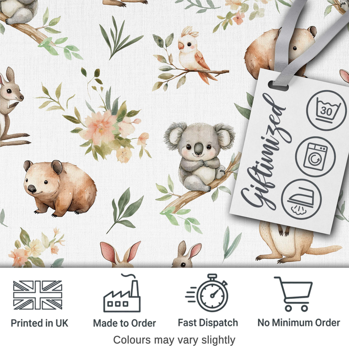 Cute Safari Animals Lion Giraffe Zebra Elephant  Pattern Black Background Digital Print Fabric by the Metre UK Sewing Quilting Textile