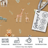Cute Safari Animals Lion Giraffe Zebra Elephant  Pattern Cream Background Digital Print Fabric by the Metre UK Sewing Quilting Textile
