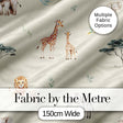 Cute Safari Animals Lion Giraffe Zebra Elephant  Pattern Beige Background Digital Print Fabric by the Metre UK Sewing Quilting Textile