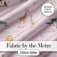 Cute Safari Animals Giraffe Lion Zebra Parrot Seamless Pattern Mauve Background Digital Print Fabric by the Metre UK Sewing Quilting Textile