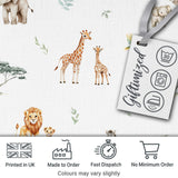 Cute Safari Animals Giraffe Lion Zebra Parrot  Pattern Light Grey Background Digital Print Fabric by the Metre UK Sewing Quilting Textile