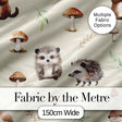 Cute Woodland Hedgehog Mushrooms Leaves Seamless Pattern Light Beige Background Digital Print Fabric by the Metre UK Sewing Quilting Textile