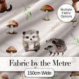 Cute Woodland Hedgehog Mushrooms Leaves Seamless Pattern Warm Beige Background Digital Print Fabric by the Metre UK Sewing Quilting Textile