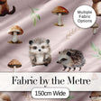 Cute Woodland Hedgehog Mushrooms Leaves Seamless Pattern Sage Green Background Digital Print Fabric by the Metre UK Sewing Quilting Textile