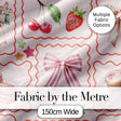 Cute Strawberry Cherry Ribbon Bow Sweet Dessert  Pattern Soft Pink Background Digital Print Fabric by the Metre UK Sewing Quilting Textile