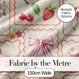 Cute Strawberry Cherry Ribbon Bow Sweet Dessert  Pattern Warm Beige Background Digital Print Fabric by the Metre UK Sewing Quilting Textile