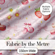 Strawberry Cherry Daisy Floral Bow Sweet Dessert Soft Blush Pink Background Digital Print Fabric by the Metre UK Sewing Quilting Textile