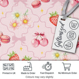 Strawberry Cherry Daisy Floral Bow Sweet Dessert Soft Blush Pink Background Digital Print Fabric by the Metre UK Sewing Quilting Textile