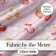 Strawberry Cherry Daisy Floral Bow Sweet Dessert Light Rose Pink Background Digital Print Fabric by the Metre UK Sewing Quilting Textile