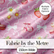 Cute Strawberry Cherry Daisy Floral Bow Sweet Dessert   Soft Pink Background Digital Print Fabric by the Metre UK Sewing Quilting Textile