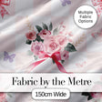Elegant Watercolor Rose Bouquet Ribbon Butterfly Pastel Check Background   Digital Print Fabric by the Metre UK Sewing Quilting Textile
