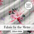 Elegant Watercolor Rose Bouquet Ribbon Butterfly Sage Stripe Background   Digital Print Fabric by the Metre UK Sewing Quilting Textile