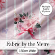 Elegant Watercolor Rose Bouquet Ribbon Butterfly Blush Stripe Background   Digital Print Fabric by the Metre UK Sewing Quilting Textile