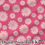 White Daisy Floral Pattern on Bright Pink Background Seamless Pattern Digital Print Fabric by the Metre UK Sewing Quilting Textile