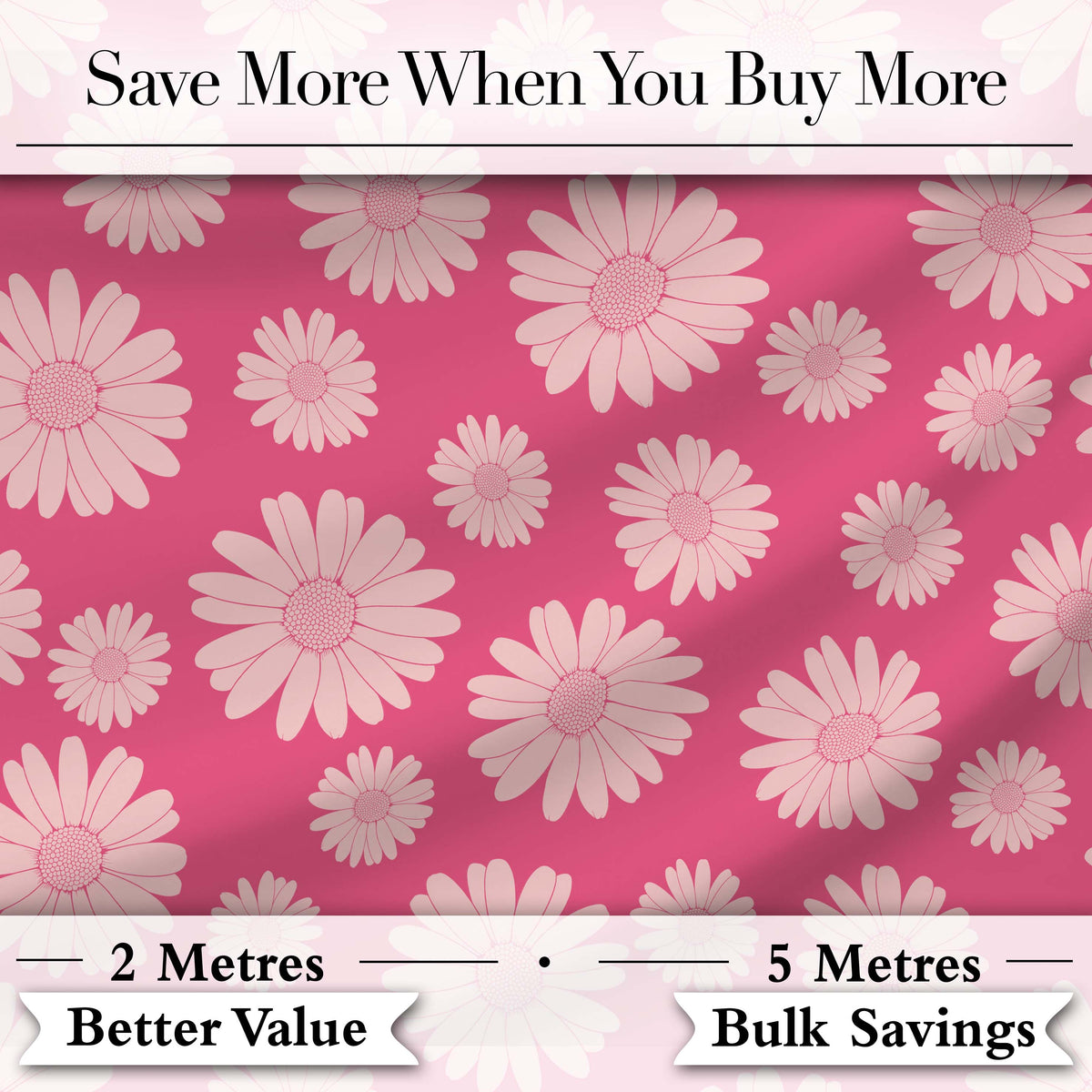 White Daisy Floral Pattern on Bright Pink Background Seamless Pattern Digital Print Fabric by the Metre UK Sewing Quilting Textile