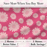White Daisy Floral Pattern on Bright Pink Background Seamless Pattern Digital Print Fabric by the Metre UK Sewing Quilting Textile