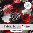 Elegant Rose Floral  with Black Red and White Flowers on Deep Red Background   Digital Print Fabric by the Metre UK Sewing Quilting Textile