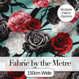Elegant Rose Floral  with Black Red and White Flowers on Teal Background   Digital Print Fabric by the Metre UK Sewing Quilting Textile
