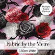 Elegant Rose Floral  with Black Red and White Flowers on Soft Pink Background   Digital Print Fabric by the Metre UK Sewing Quilting Textile