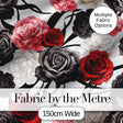 Elegant Rose Floral  with Black Red and White Flowers on Light Grey Background  Digital Print Fabric by the Metre UK Sewing Quilting Textile