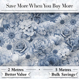 Soft Blue Toned Floral Bouquet Seamless Pattern with Roses Peonies and Daisies Digital Print Fabric by the Metre UK Sewing Quilting Textile
