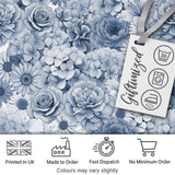 Soft Blue Toned Floral Bouquet Seamless Pattern with Roses Peonies and Daisies Digital Print Fabric by the Metre UK Sewing Quilting Textile