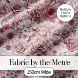 Warm Blush Pink Floral Bouquet Seamless Pattern with Roses Peonies and Daisies Digital Print Fabric by the Metre UK Sewing Quilting Textile