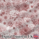 Warm Blush Pink Floral Bouquet Seamless Pattern with Roses Peonies and Daisies Digital Print Fabric by the Metre UK Sewing Quilting Textile