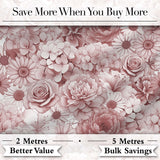 Warm Blush Pink Floral Bouquet Seamless Pattern with Roses Peonies and Daisies Digital Print Fabric by the Metre UK Sewing Quilting Textile
