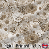 Vintage Sepia Floral Bouquet Seamless Pattern with Roses Peonies and Daisies Digital Print Fabric by the Metre UK Sewing Quilting Textile
