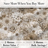 Vintage Sepia Floral Bouquet Seamless Pattern with Roses Peonies and Daisies Digital Print Fabric by the Metre UK Sewing Quilting Textile