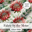 Coral Protea Flowers with Green Leaves Seamless Botanical Pattern Digital Print Fabric by the Metre UK Sewing Quilting Textile