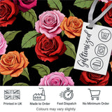 Colorful Roses on Black Background Seamless Floral Pattern Digital Print Fabric by the Metre UK Sewing Quilting Textile